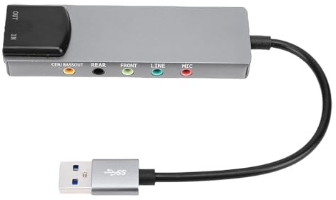 ASHATA Scheda Audio Surround USB 7.1, Scheda Audio Esterna USB con Uscita Digitale SPDIF Custodia in lega di Alluminio Jack da 3,5 mm Porte per Cuffie per PC Laptop