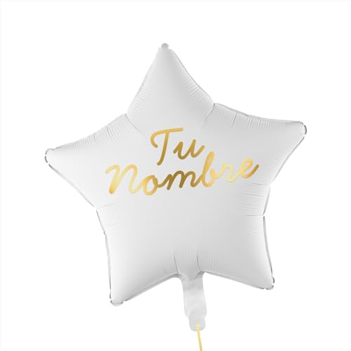OH YEAH - Estrella Personalizada 48 cm - Nombre PERSONALIZADO - Apto Helio - Globo Personalizado - Globo Foil Estrella Metalizado - Diseño Personalizado - ELIGE TU NOMBRE (Blanco)