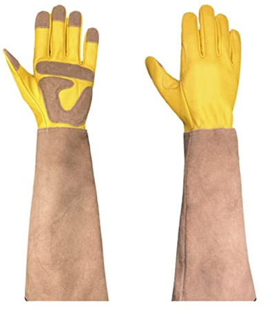 Guantes de jardinería cuero, guantes soldadura protección trabajo(XL)
