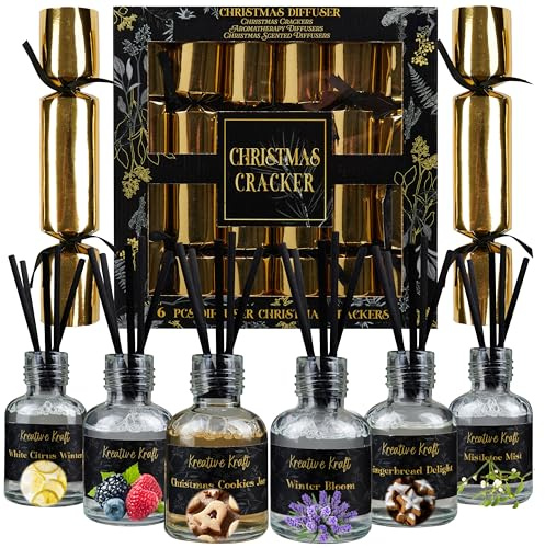KreativeKraft Crackers di Natale 6-Pacco, Diffusore di Profumo a Bastoncini all'Interno, Fragranza per Casa Accogliente, Decorazioni Natalizie (Multi Diffusore)