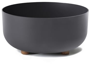 LAMELA Pot de Fleurs Rond sur Pieds - Plastique Robuste - Ø 30 cm x H 14,4 cm, 7,7 L - Résistant et Facile d'entretien - Intérieur et Extérieur - Anthracite