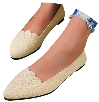 Zapatos Mary Jane de Punta Estilo Bailarina para Mujer con diseño Casual y Comodidad para Caminar (White, 40) #10
