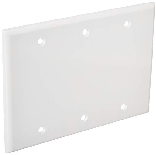 Leviton 3-Gang No Device Blank Wallplate, Standard Size, Thermoset, Box Mount, 88033, White