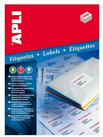 ETIQUETA ADHESIVA APLI 1273 TAMAÑO 70X37 MM FOTOCOPIADORA LASER INK-JET CAJA CON 100 HOJAS DIN A4