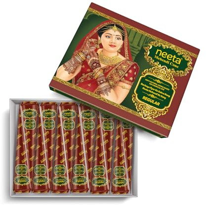 Neeta 12 Stück gebrauchsfertige Haarfärbekegel mit Henna-Paste, rotbraune Farbtuben, Farbe für Frauen, perfekt für punktuelles Haarfärben, langlebig und frei von Tierversuchen