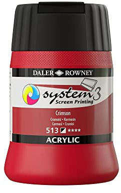 Daler-Rowney System3 Acrylic Screen Printing Ink, Plastic Pot, 8.45oz - 250 ml, Crimson