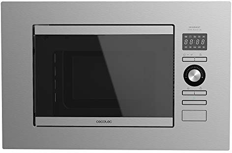 Cecotec Einbaubarer Digitaler Mikrowellenherd GrandHeat 2090 Built-In Steel. 800W Leistung, Einbaufähig, 20 Liter, Grill, 8 vorprogrammierte Funktionen, Timer