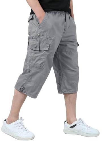 KEFITEVD Pantalones Cargo Hombre Algodón Bolsillos Múltiples Corte Cómodo | Pantalones cargo hombre de algodón con bolsillos múltiples y corte cómodo, casual para uso diario y actividades exteriores