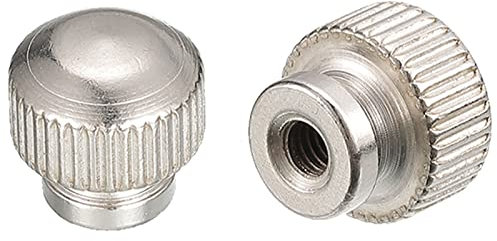 sourcing map Knurled Thumb Nuts, 2pcs M4 x D13mm x H13mm Carbon Steel Knurled Nut with Collar High Head Blind Hole Knurled Thumb Nuts for 3D Printer Parts