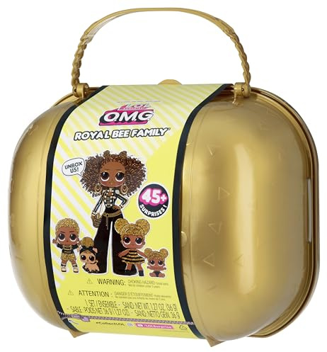 L.O.L. Surprise! OMG Royal Bee Family Pack - Plus de 45 Surprises - Poupée Mannequin Royal Bee, Poupées Tots Queen Bee, King Bee, Lil Queen Bee, Animal de Compagnie Pup Bee - Enfants de 4 Ans et Plus