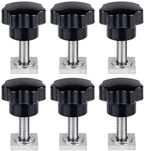 M8 T-nut Adapter Nutensteine, 6 Stück Schnellspannklemmen-Set aus Metall, Nutsteine Dachträger Dachbox mit Sterngriffmutter und Unterlegscheiben, Nutsteine Set t-nut für Dachbox Relingträger