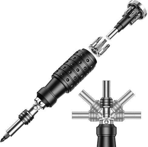ANBEISTEE Tournevis 13 en 1, Tournevis à Cliquet Multi-usage Portable, avec Tête Rotative à 180° et Rallonges, pour L'extérieur et les Outils de Réparation Quotidiens