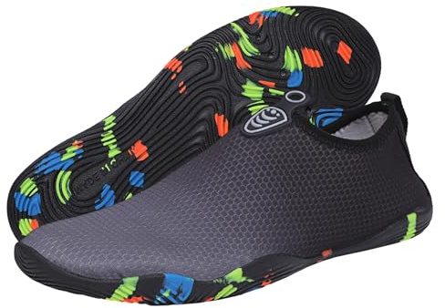 Water Beach Barefoot Shoes for Men and Women - Swim Aqua Sea Wet Pool Wetsuit Surf Paddle Board Lightweight Sailing Rock Reef Sand River (Black, 4 UK)