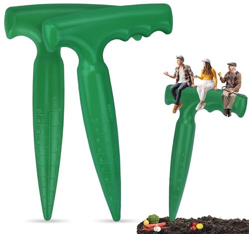 Milifox 2pcs Plantador de Bulbos - Herramientas Jardineria con Escala de Medida para una Plantación Precisa,Plantador Manual de Hortalizas (Verde)