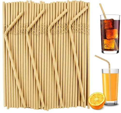 XINGXINLIAN 100 Pezzi Cannucce di Carta, Cannucce Usa e Getta, Cannucce Cocktail, Cannucce Biodegradabili, Resistenti e Compostabili, 19,7 x 0,6 cm