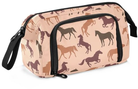 ISAOA Grunge Trousse à crayons haute capacité avec fermeture éclair durable pour bureau, université, fournitures scolaires, Motif sans couture cheval, Taille unique, Charmant