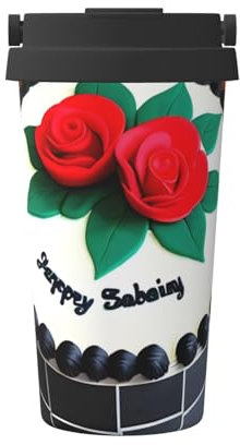 Kingww Delicious Cakes Tasse à café isotherme pour voyage – Livré avec une poignée rétractable, pouvant contenir jusqu'à 500 ml