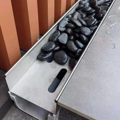 Griglia di drenaggio a sfioro Kit di scarico for esterni, coperture for scarico/bacini di drenaggio for vialetti in cemento, bordi for aiuole, riempitivo in ciottoli di pietra Griglia per piscina(15x1
