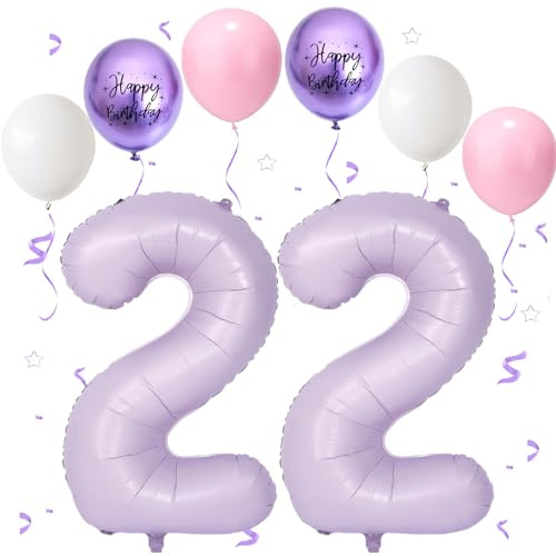 Foil Balloons Numbers 22 Purple, VUCDXOP 101 cm Balloon Number 22, Balloons Birthday 22 Years, Large Inflatable Foil Balloons Numbers 22 Party for Anniversary Birthday Decorations