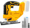 Cordless Jig Saw for Dewalt 18V 20V Battery, 400W 2900RPM Jigsaw Cut Off Tool, 45° Beveled Cuts, 3 Orbital Action, with Jigsaw Blades for Straight/Curve/Circle Cutting