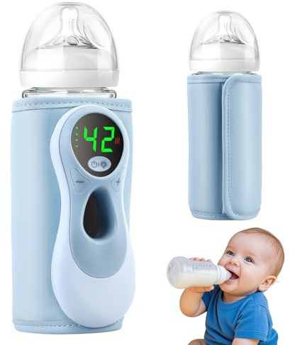 Baby Bottle Warmer,Portable Bottle Warmer for Travel with 7-Level Temp Adjustment,8000mAh Cordless & Rechargeable Baby Bottle Warmer for Breastmilk or Formula