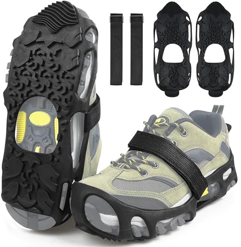 Spikeless Ice Cleats, Indoor Outdoor Snow Traction Cleats Crampons Anti Slip Roofing Shoes Slip on Ice Shoes Grippers Rubber Tread Overshoes for Slick Wet Slippery Surfaces S-M