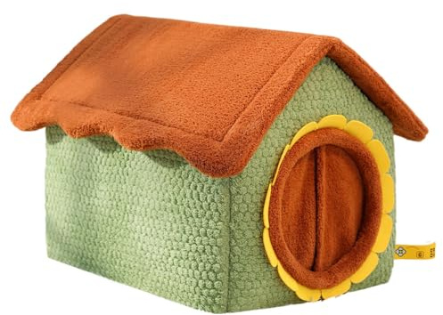 Genérico Casa para Gatos Interior Invierno - 43x36x34cm Desmontable Y Lavable Girasol Camas Caseta para Gatos Perros Pequeñas, Nidos Suave Y Cálida Refugio para Mascotas