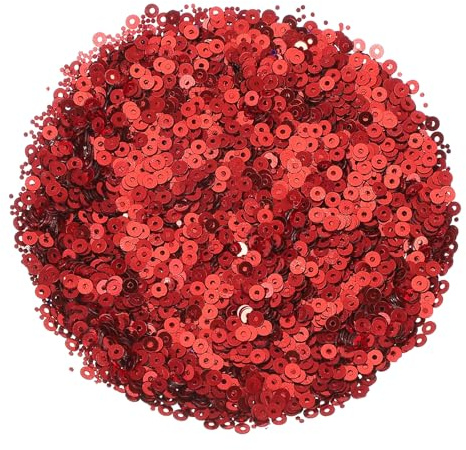 QUARKZMAN 30000 Piezas De Lentejuelas Planas Paillettes, 3mm/0.12 Lentejuelas Planas Redondas Sueltas Con Agujeros Individuales - 3.53 oz (100g) Para Manualidades DIY Costura Ropa, Rojo