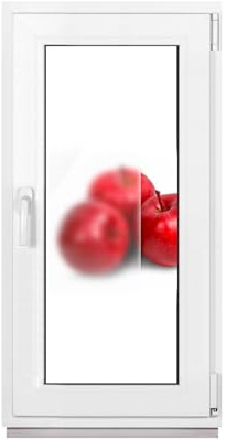 Framex källarfönster, plastfönster, vitt, frostat glas, satinat, bredd x höjd 40 x 80 cm (400 x 800 mm) 2-vägs (32 mm) vridbar luta DIN höger (vänsterhandtag)