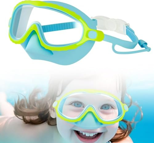 Occhialini da nuoto per bambini con copertura per il naso, 2026, anti-appannamento, senza perdite, maschera da nuoto per bambini dai 4 ai 12 anni, maschera subacquea HD ad ampia vista con lenti a