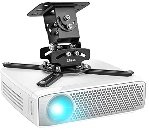 Duronic PB03XB Beamerhalterung | Projektor Deckenhalterung | Universal Beamer Wandhalterung | Halterung für Video-Projektor | drehbar und schwenkbar | Heimkino | Bis 13,6 kg | 360° Rotation | Schwarz