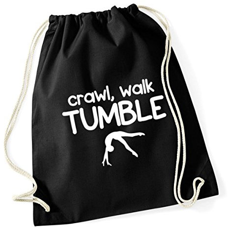 Hippowarehouse Crawl, Walk, Tumble Tumbling Gymnast Gymnastics Drawstring Cotton School Gym Kid Bag Sack 37cm x 46cm, 12 litres