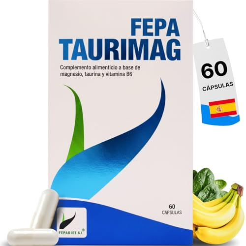 FEPA Taurimag Magnesio, Taurina y Vitamina B6 – 60 Cápsulas – Complementos Alimenticios – Funcionamiento Normal de los Músculos y el Sistema Nervioso – Ayuda al Cansancio y la Fatiga – Fepadiet