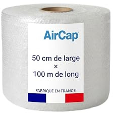 Jeco - 1 rouleau de film papier bulle Aircap 50cm x 100m tri-couche avec film barrière gain de place recyclable