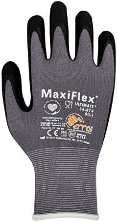 EISENHELD MaxiFlex Ultimate 34-874 12 Paar Nitrilhandschuhe Arbeitshandschuhe Schutzhandschuhe Griphandschuhe Gartenhandschuhe EN 388:2016 + A1:2018 (4131A) + 10 Sicherheitsregeln (Größe 12 (XXXL))