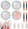Allstarry Chrom Nagel Pulver 4 Farben Irisierendes Aurora Pulver Metallic Spiegel Effekt Pigment Pearlescent Meerjungfrau Glitter Einhorn Glitter für Gel Polish Nail Art Dekoration-Purpurgrüner Jadeit