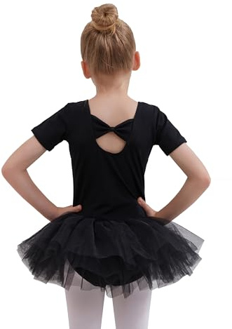 Tancefair Ballettbekleidung Mädchen Ballettkleid Kinder Balletttrikot Kurzarm Ballettanzug Tanzkleid Tanzbody mit Rock Tütü