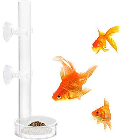 Tube d'alimentation pour Crevettes en Acrylique Transparent Mangeoire à Crevettes Durable Mangeoire à Poissons avec 2 Ventouses et Bol pour Aquarium 25 cm