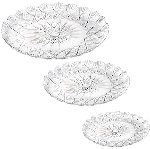 MAQA 5 pz Vassoi per dolci a stella rotondo 21,5, 24,5, 27,5 cm Vassoio da portata in plastica, piatto da portata per torte e pasticcini 27.5 cm