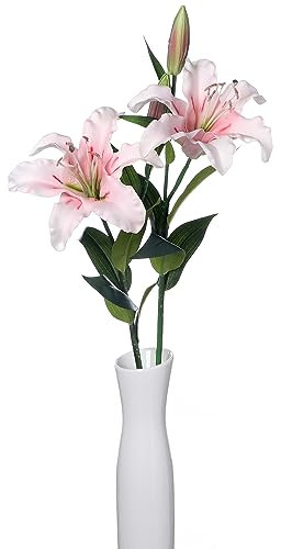 huaao 2PCS Fleurs Artificielles lys en Latex 76 cm de Tige, Touche Véritable, Bouquets Artificiels Arrangement Floral Floraux, Décoration pour Mariage, Fête, Bureau, Centres de Table-Rose