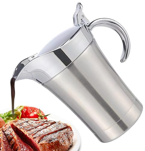 Chansunokku Edelstahl Thermo Sauciere, Isolierter Soßenkanne Mit Klappdeckel, Saucenbehälter Soßenschüssel Soßiere Für Abendessen, Restaurants, Partys, Weihnachten (750ml)