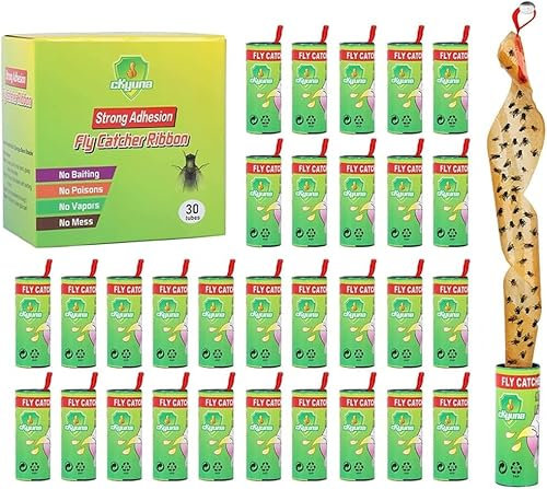 Pièges à mouches pour intérieur extérieur, bandes de papier à mouches, bandes de mouches de fruits, ruban d'attraper les mouches, piège à mouches à fruits pièges à mouches tueur pour la maison (30