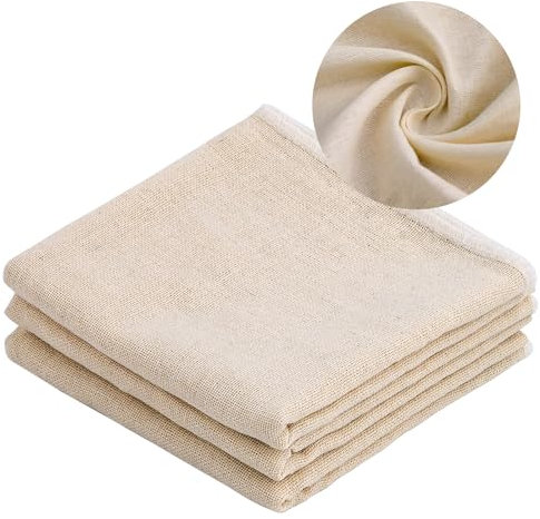 ZWQLZG 3pcs Cheese Cloths for Straining, 60x60cm Cheese Cloth, Muslin Cloth for Cooking, Unbleached Pure Juicing Cloth Ideal for Cheese Making, Nut Milk, Cooking, Baking and Kitchen Use