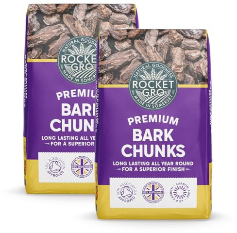 RocketGro - Premium Bark Chunks - 2x 50L Bundle - Save 25% - Decorative, Natural & Sustainable - Long-Lasting, Water-Saving, Stops Weeds