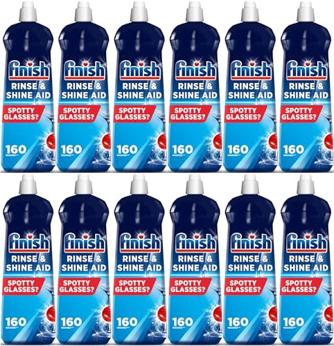 Finish | Finish Dishwasher Rinse & Shine Aid | Original | 800ml | For Drier Glasses and Spot Prevention (Pack of 12)