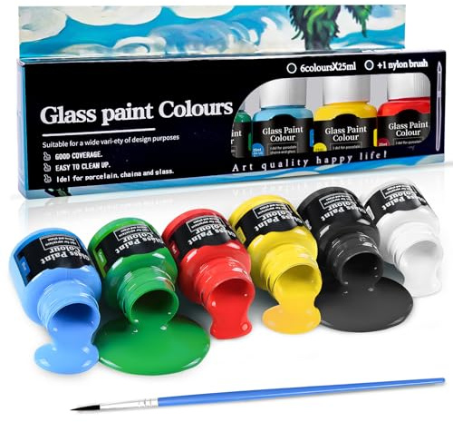 WEILAOK Colori per Vetro, Colori per Ceramica & Porcellana, Colori per Ceramica Senza Cottura, Ideale per La Pittura di Tazze, Vasi e Ciotole