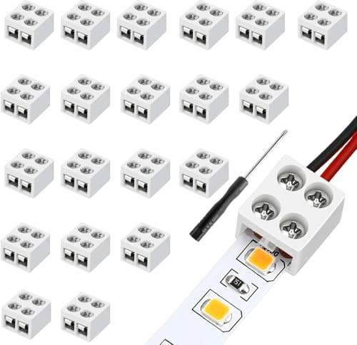 RUNCCI-YUN 20piezas conector cinta 5 V, 12 V, 24 V LED 2 pines 8 mm, cable LED empalme con destornillador