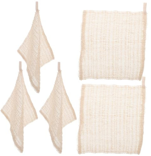 VICASKY 5 Stück Baumwoll Leinen Peeling Badetuch Umweltfreundliches Schrubbtuch Für Körperreinigung Sanft Porentief Reinigend Leicht Platzsparend Für Zuhause Und Reisen