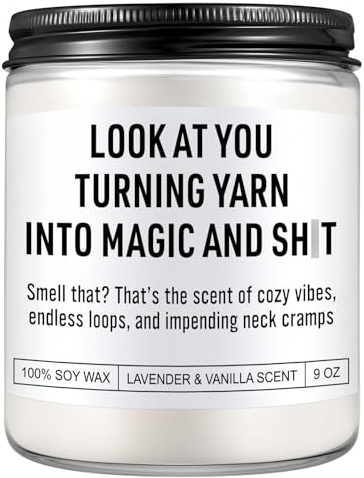 Karply Stitch Candle, Knitting & Crochet Gifts for Women, Men, Crochet Gifts for Crocheters, Knitters, Crafters, Mothers Day, Funny & Cool Presents for People Who Love Crocheting, Yarn Lovers, Mom