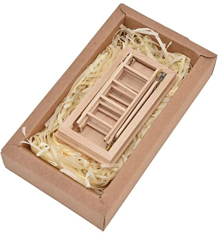 Ghzste Giocattolo per la casa delle bambole, mini scala pieghevole in legno per casa delle bambole, materiale di betulla, oggetti di scena in scala 1:12, accessori decorativi, scene vivaci, capacità